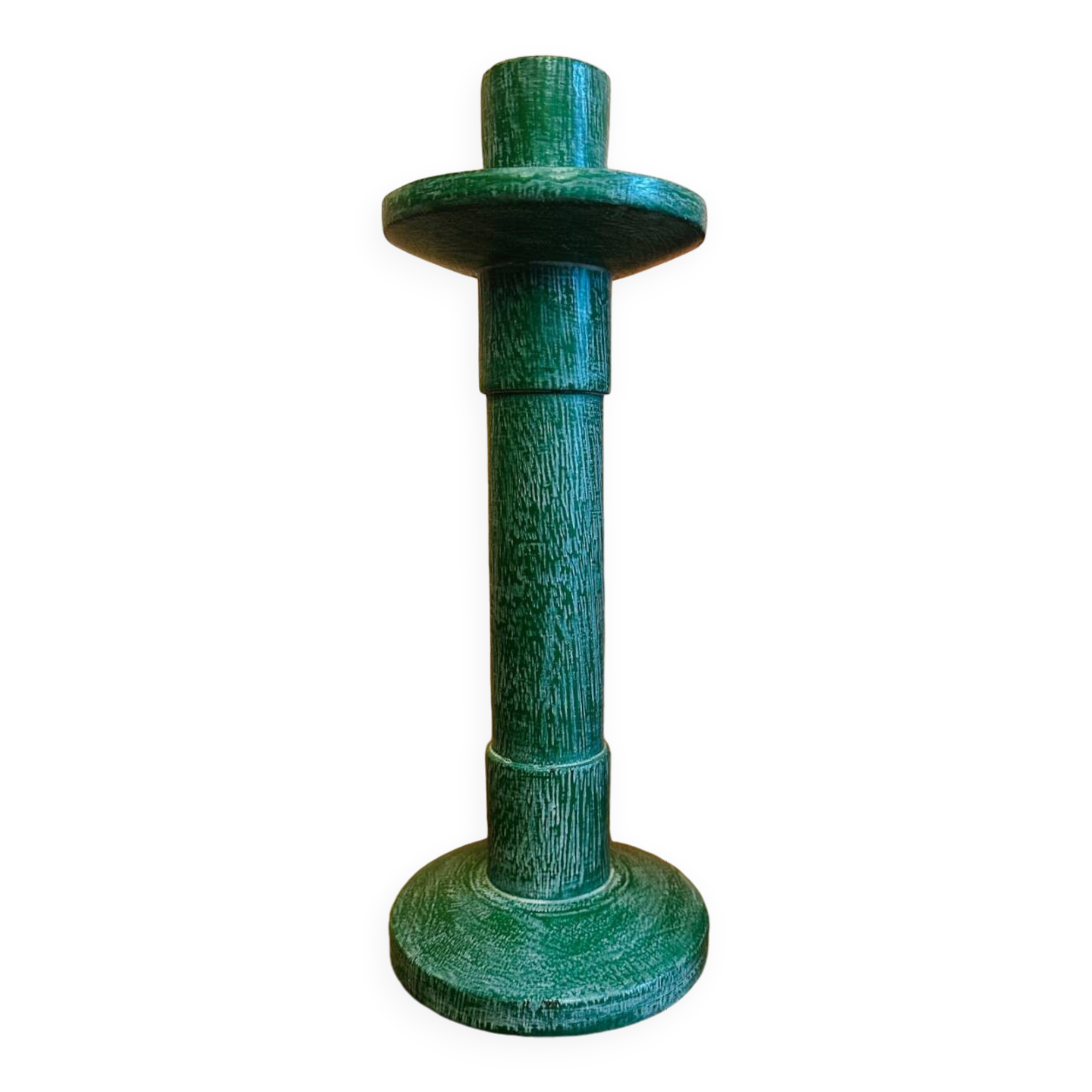 Vintage green wooden candle holder