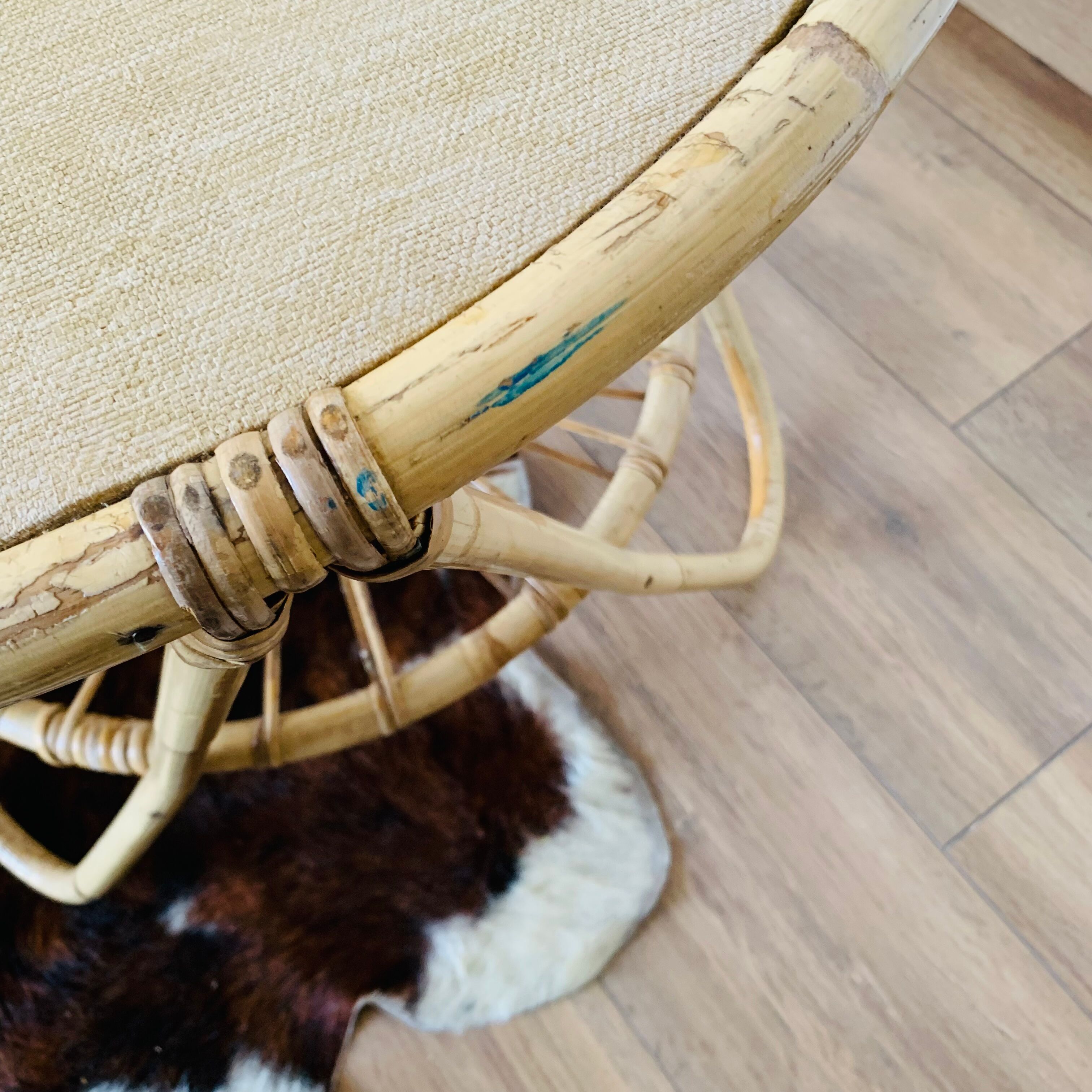 Rattan tripod coffee table