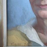 Vintage Oil On Canvas Men Portrait Signed, Small, 1950s