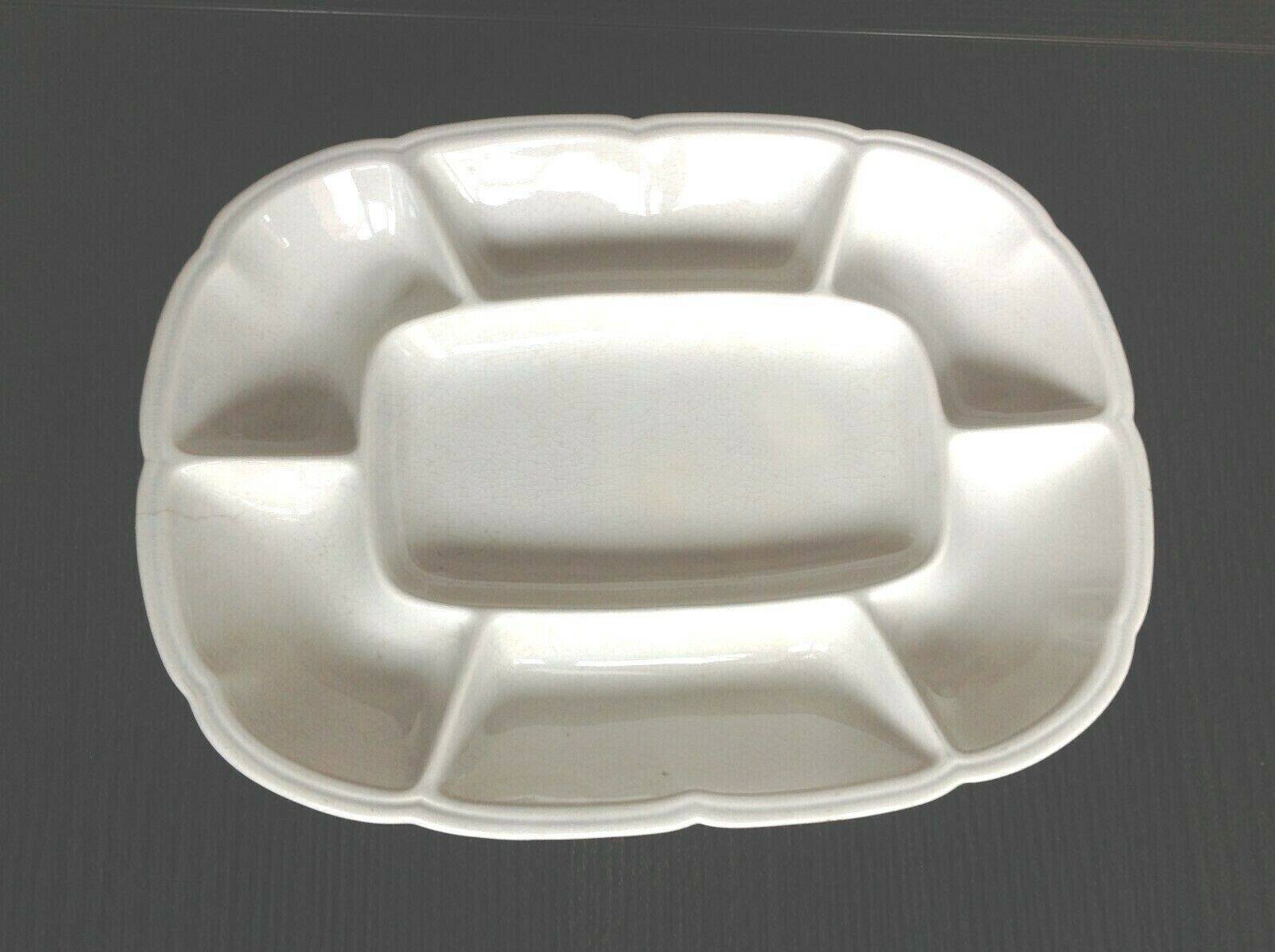 White compartment dish from Sarreguemines & Digoin / vintage 50s-60s