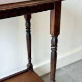 Table d'appoint ancienne en bois à 2 niveaux
