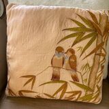 Vintage cushion decorated with birds, Thailand