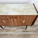 Mid-century 1960s mahogany sideboard with glass top
