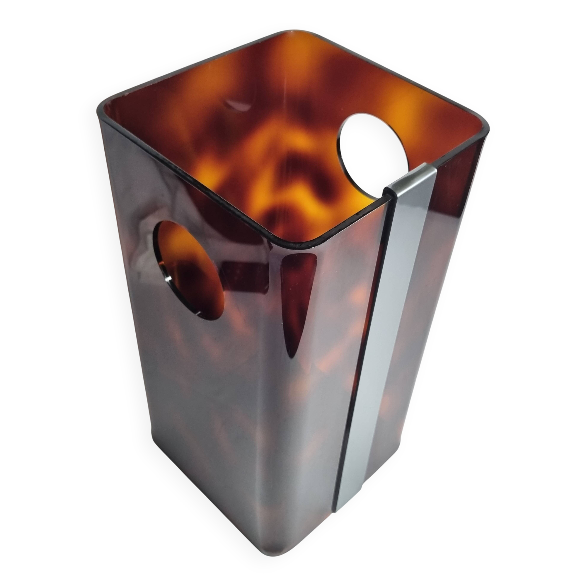 Tortoiseshell Lucite wastepaper basket by Michel Dumas for Roche Bobois, 70