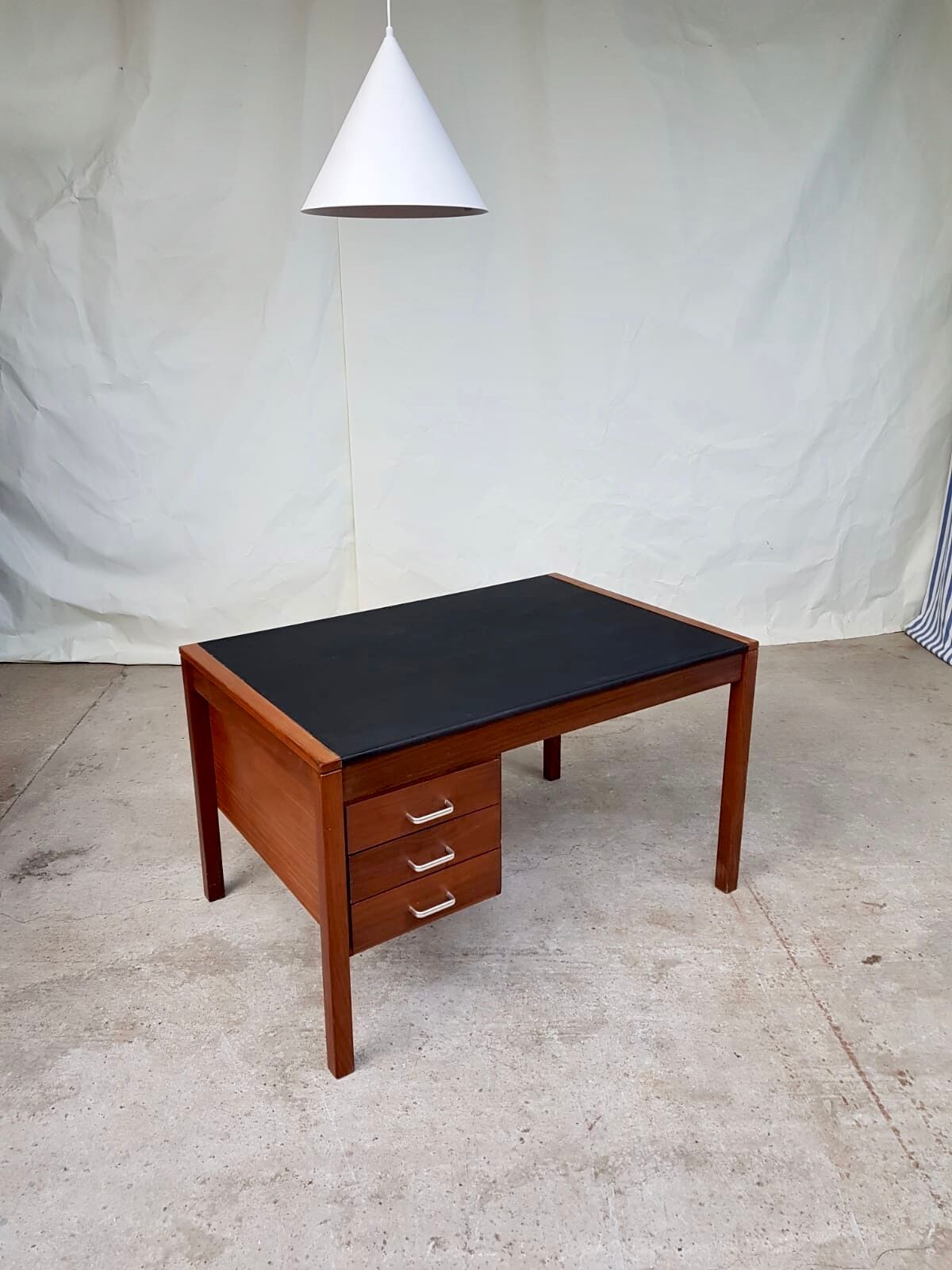 Teak desk with vinyl top