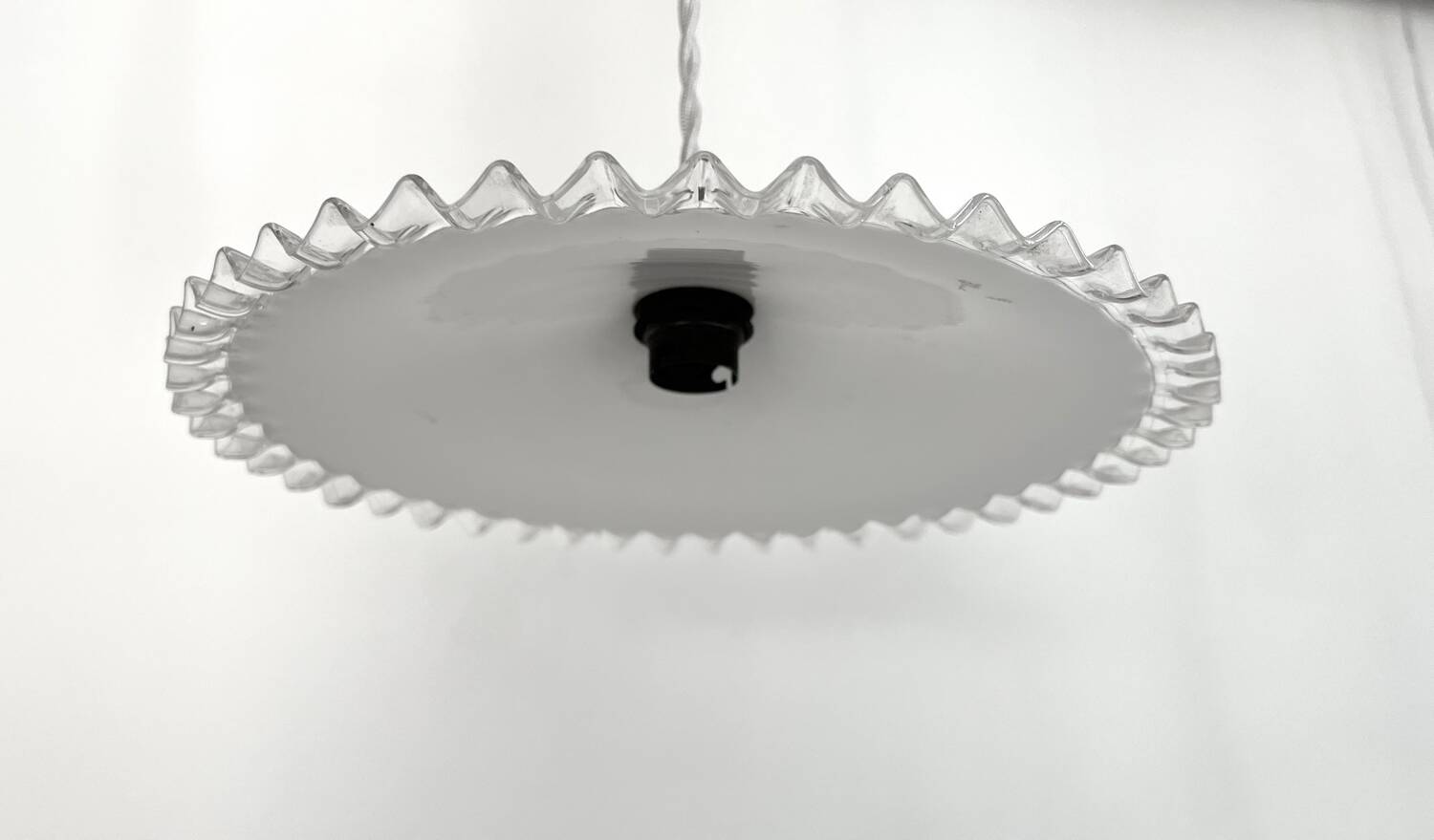 Pleated opaline pendant light