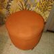 Pouf art deco in suede fabric color orange wooden legs