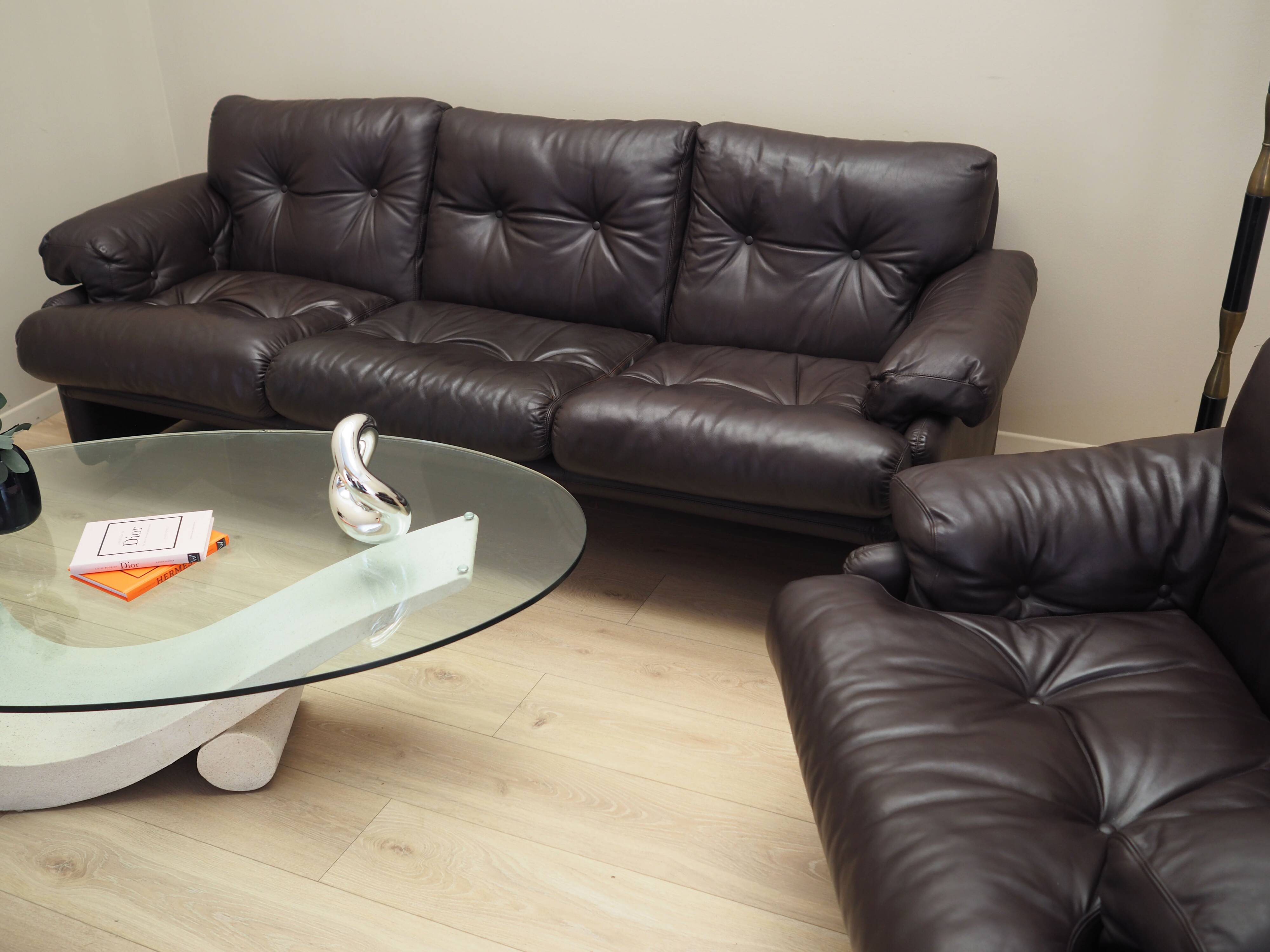 Leather living room set, Italian design, 60s, manufacturer: B&B Italia, designer: Tobia Scarpa