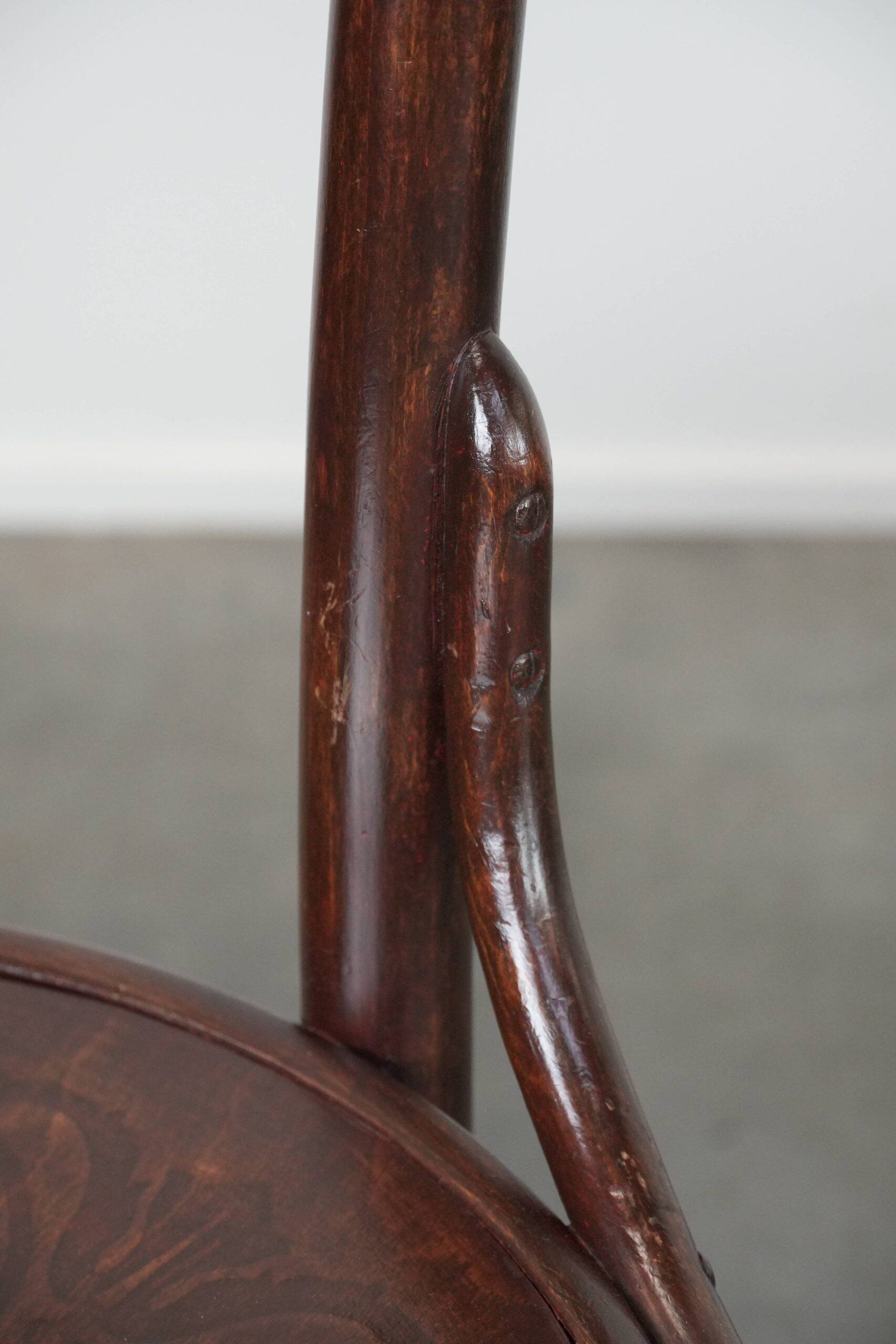 Set of five vintage wooden Cosmos bistro design chairs with stunning detail