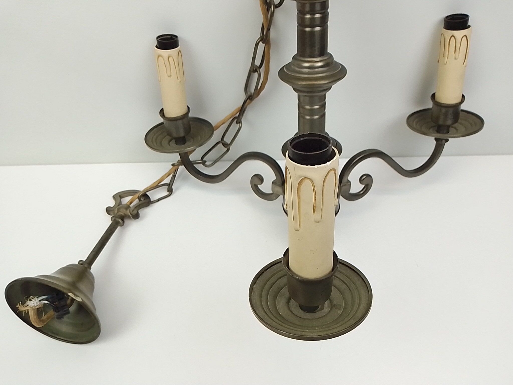 Chandelier 3 branches in brass tin color
