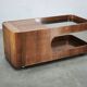1970s Italian Modernist Wood and Smoked Glass Bar Cart