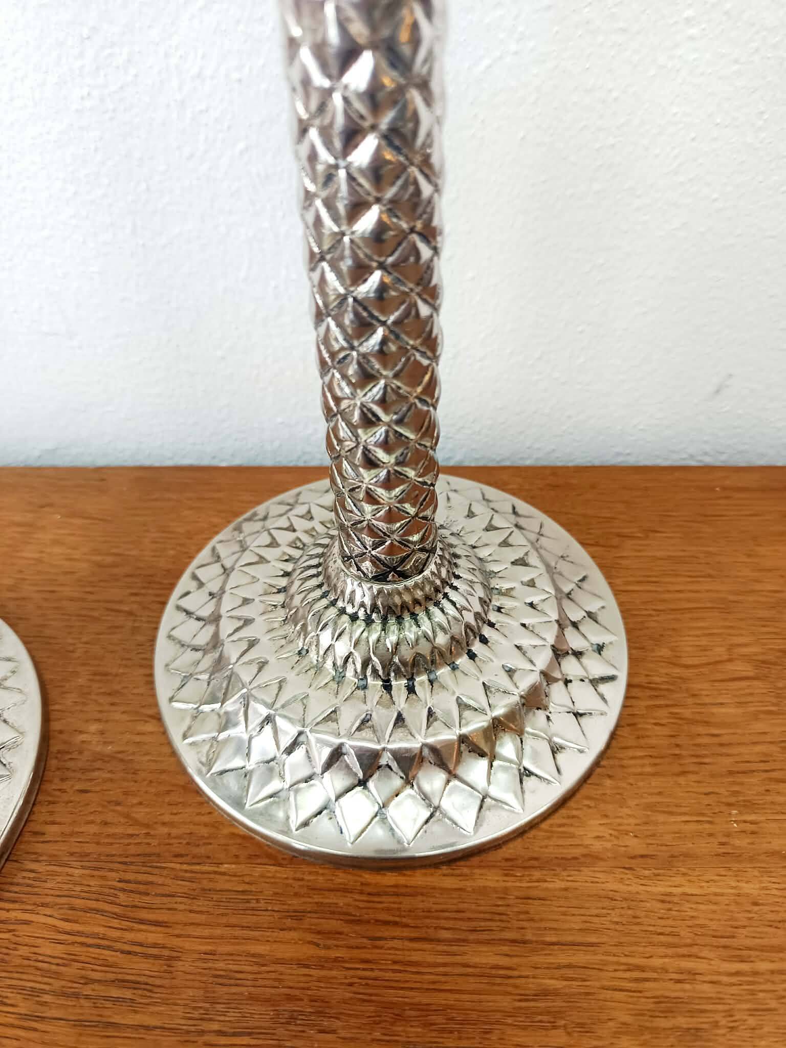 Vintage silver-plated palm candlesticks