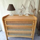 Commode rotin vintage authentique