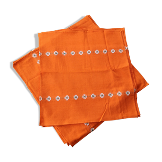 12 square orange vintage cotton towels