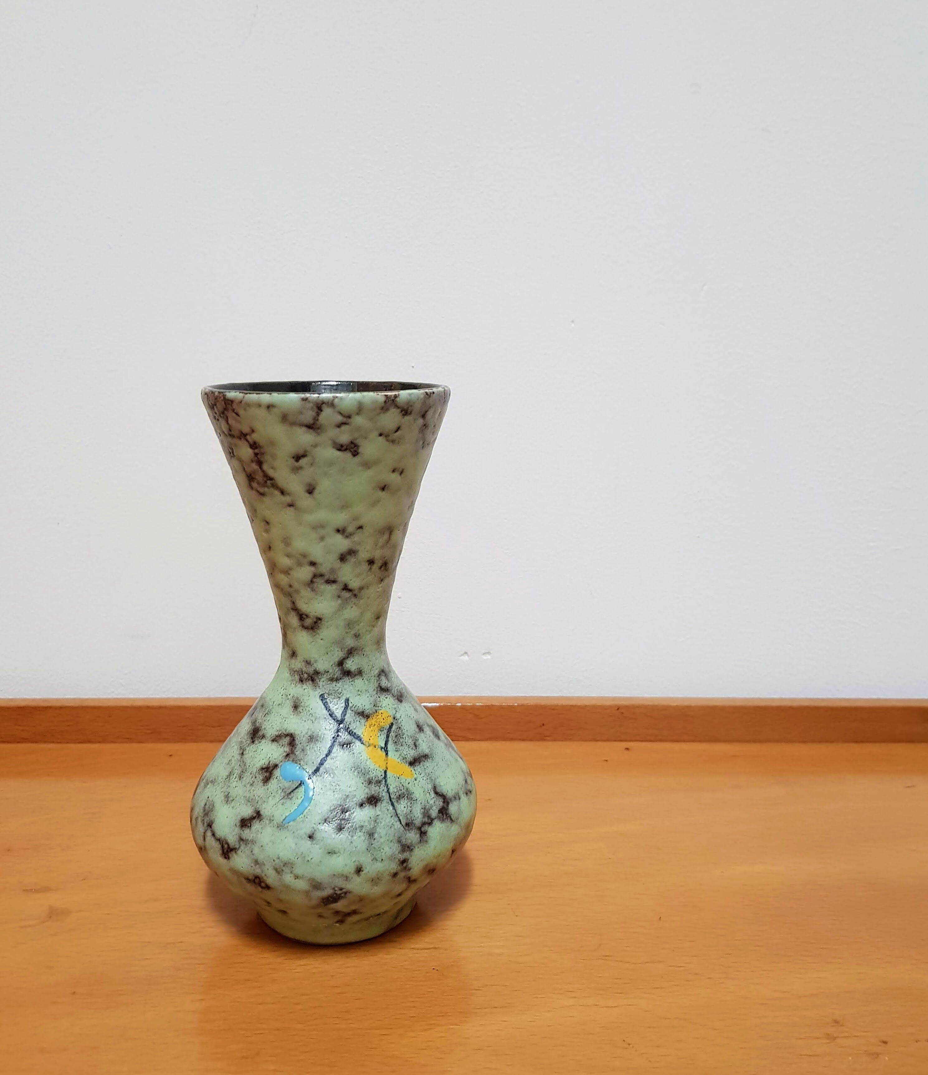 Vintage Fat Lava Scheurich Ceramic Vase, Hand-painted in the 1970s