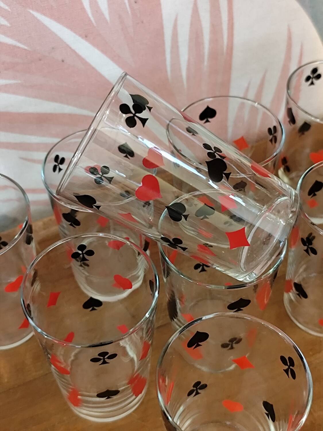9 playing card style water glasses