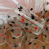 9 verres à eau style jeu de carte