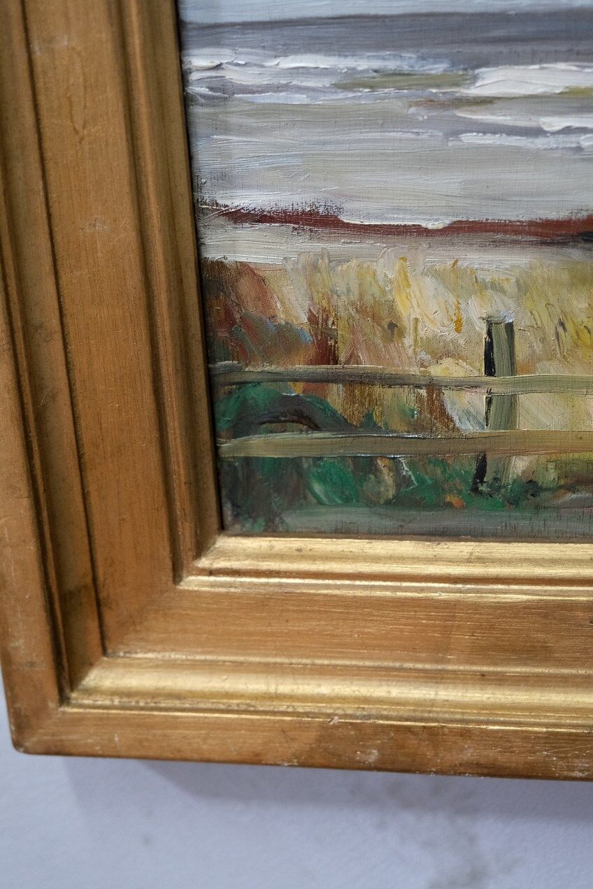 Scandinavian modern painting, 1929, Oil on board.