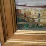 Scandinavian modern painting, 1929, Oil on board.