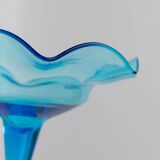 Blue Murano Glass Footed Dessert Bowl, Italy 1980s - Vintage Verre-et-Cristal Art