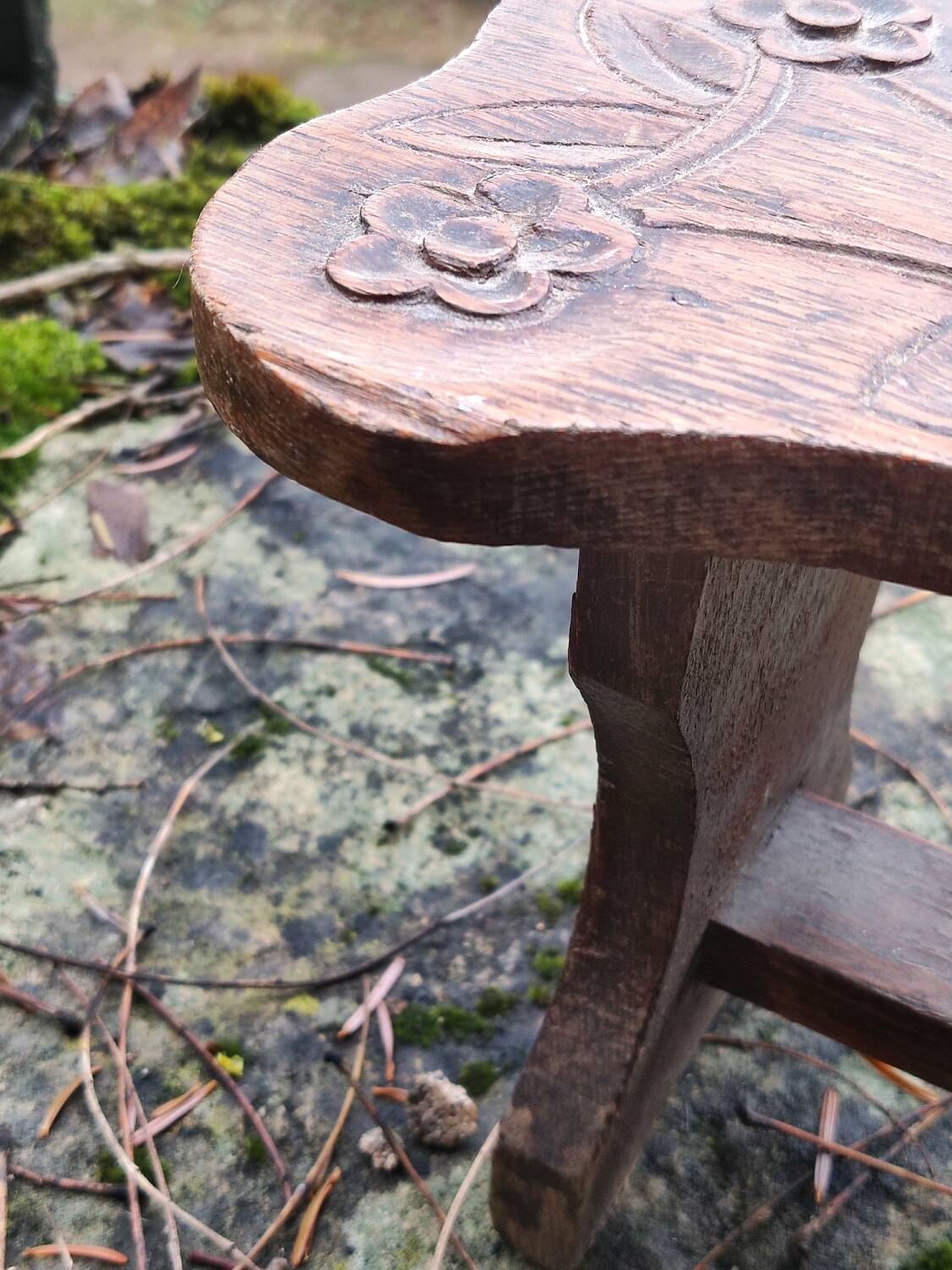 Carved wooden folk art bench