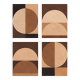 Set of 4 geometric arts in brown tones