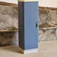 Small Mado 1960 kitchen column unit in yellow formica restyled in blue