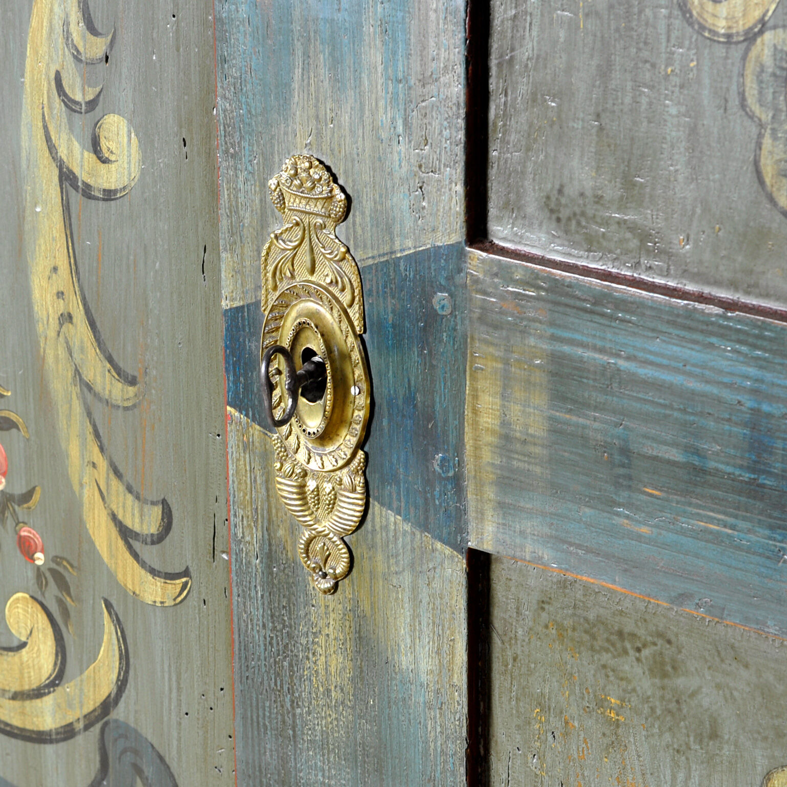 Antique german hand painted cabinet, circa 1850