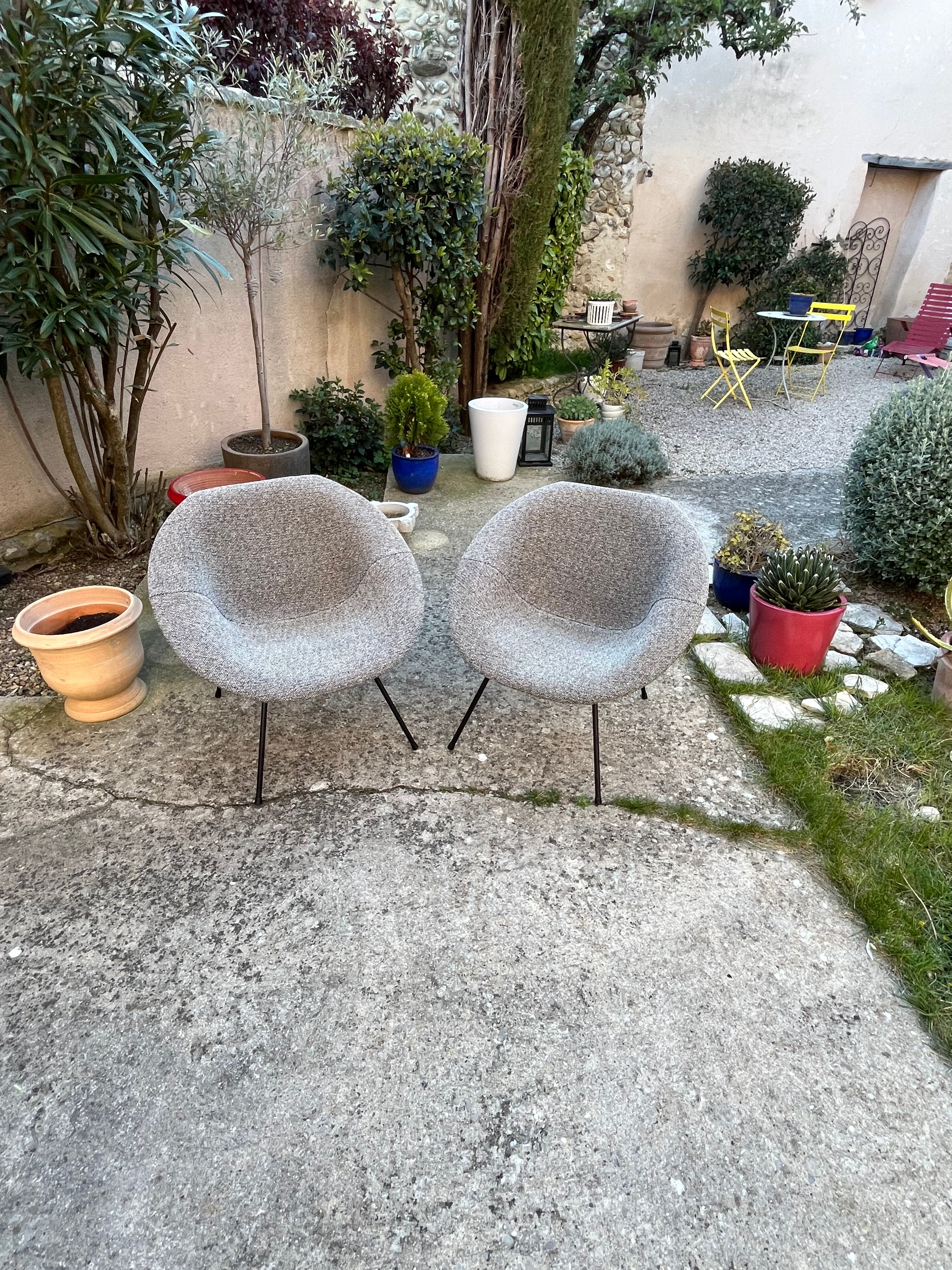 Pair of armchairs designed by Claude Vassal, 1950s.