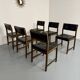 Lot of 6 Scandinavian design chairs in wood and black faux leather an70.