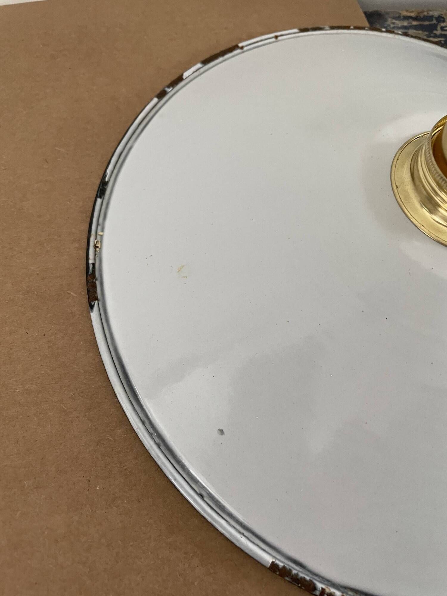 Pair of vintage wall lamps in enamelled sheet metal electrified to nine