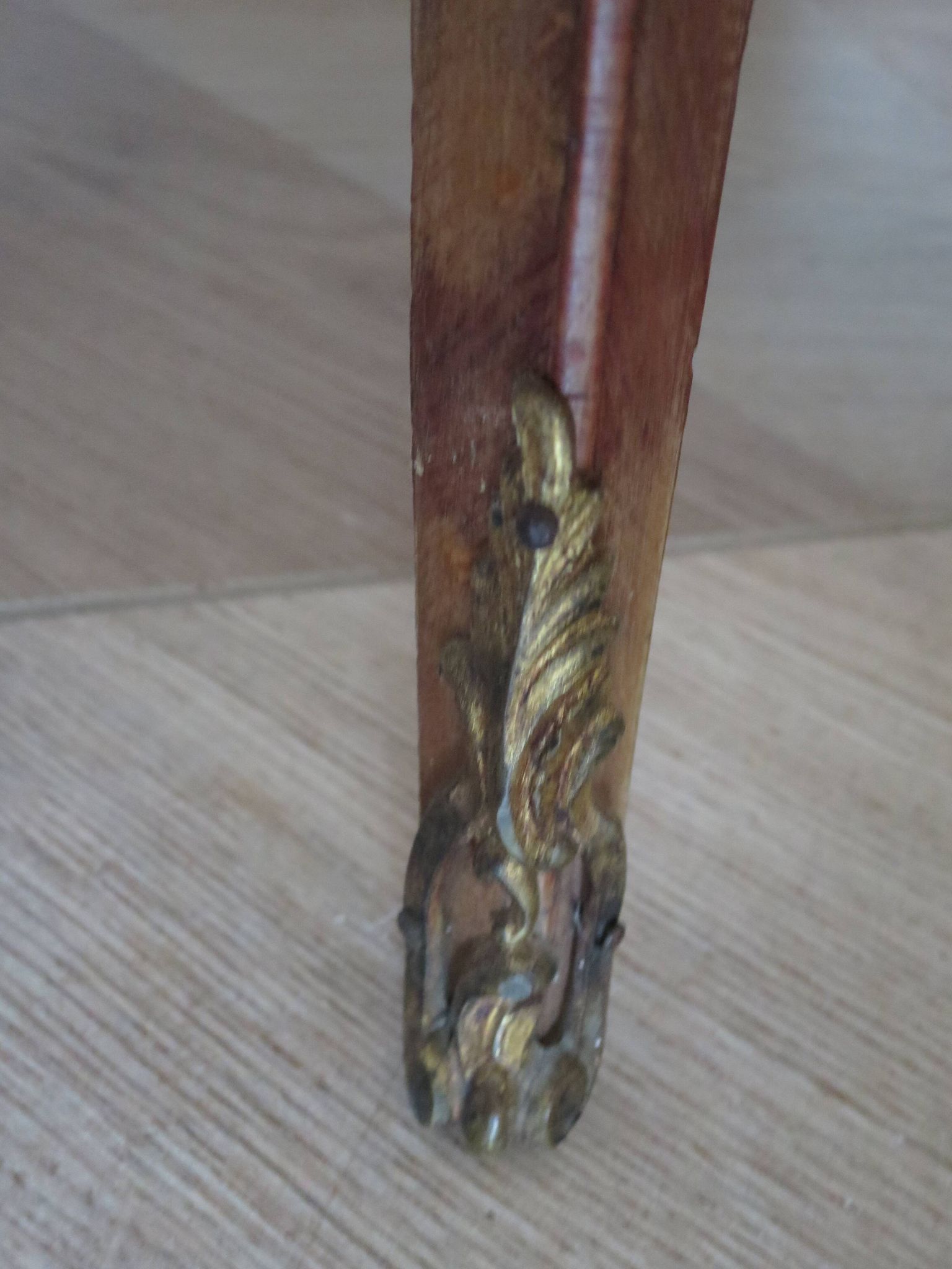 Paire de 2 chevets-louis xv-marqueterie-2 tiroirs-marbre rose