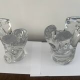 pair of crystal candlesticks signed Schneider 1970