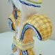 Fleur-de-lis shaped vase, glazed ceramic, Brittany, Quimper, Breton ermines, character