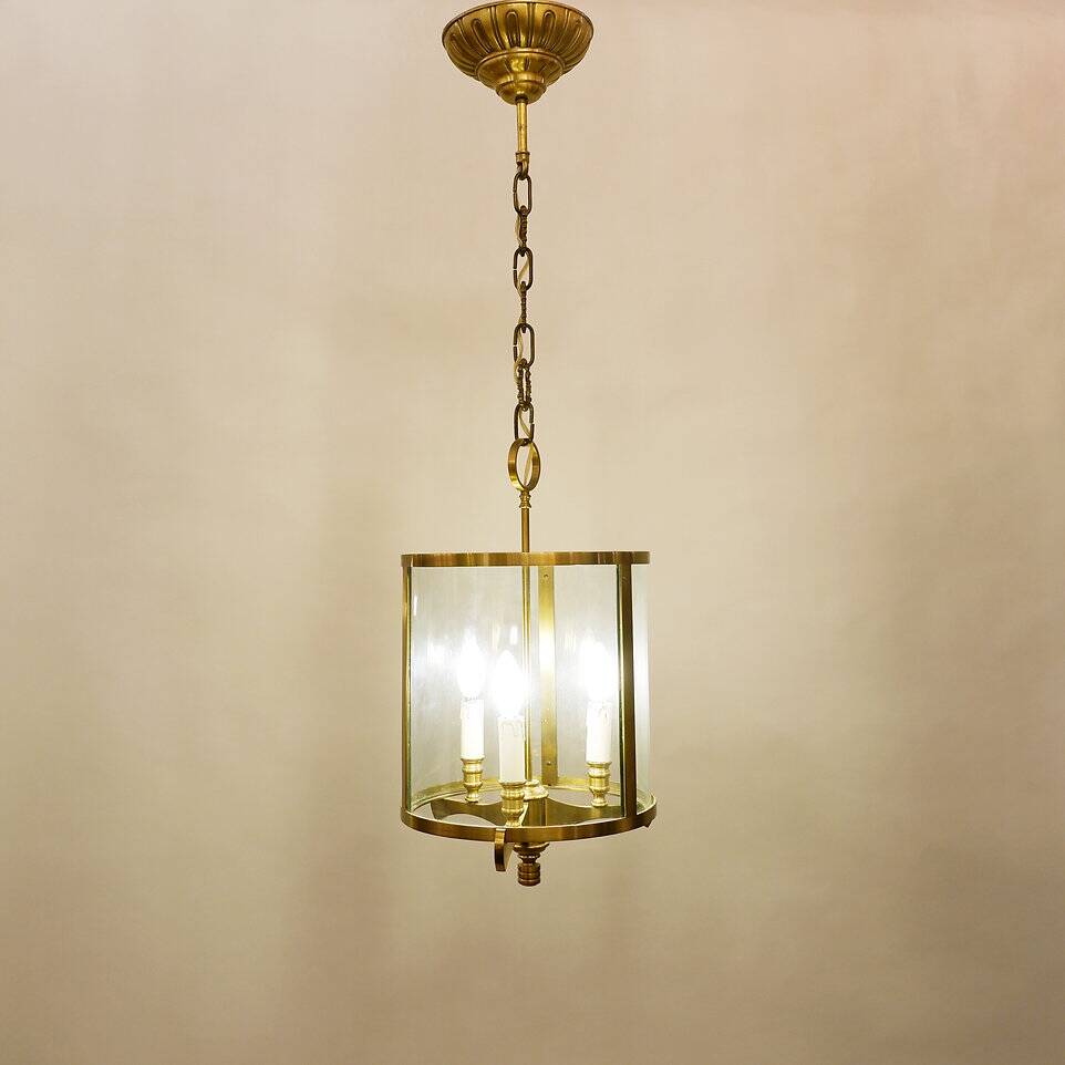 Bronze and Glass Hall lantern with four lights - 20th