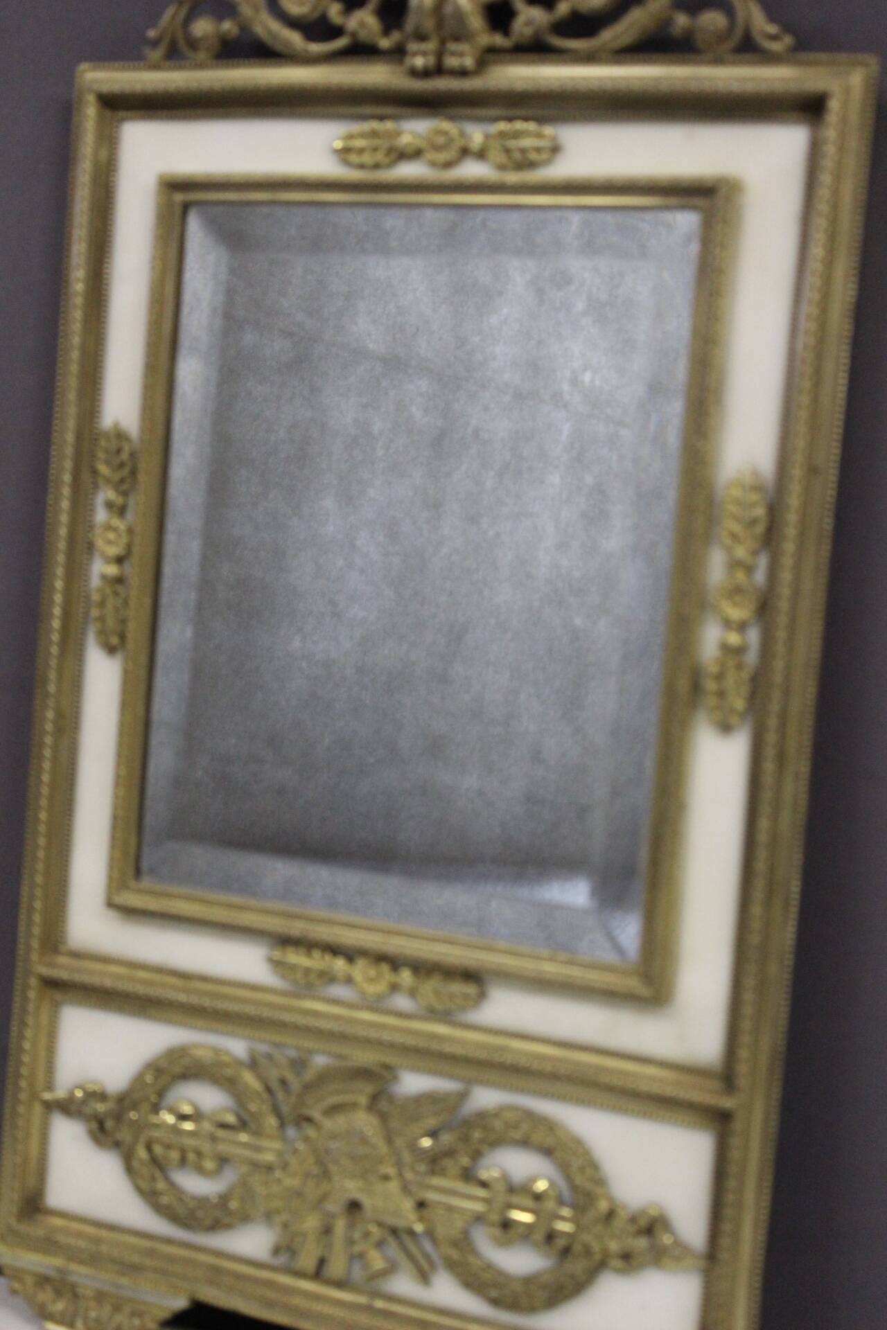 Empire mirror in bronze and marble, early 19th century