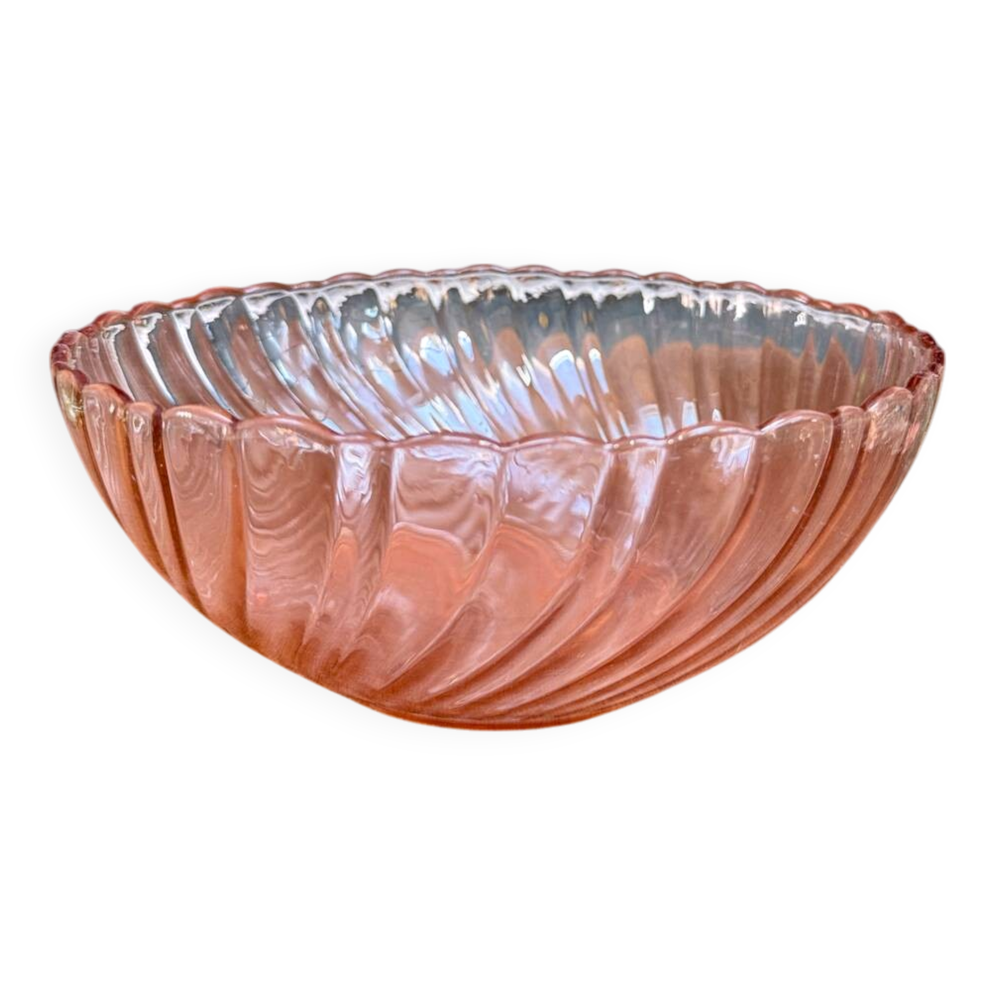 Rosaline pink glass salad bowl