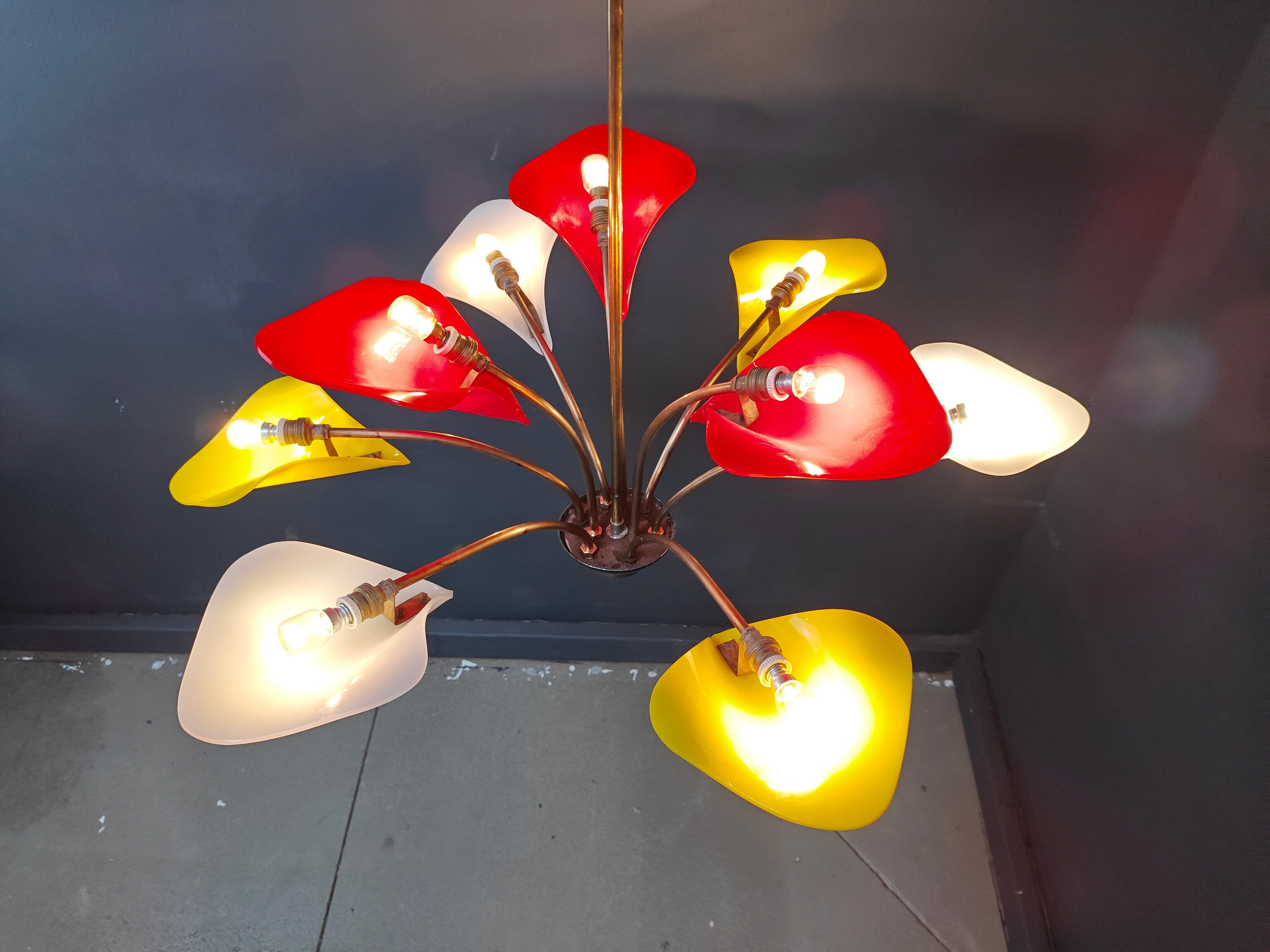 Vintage multi colour Italian chandelier, 1960s