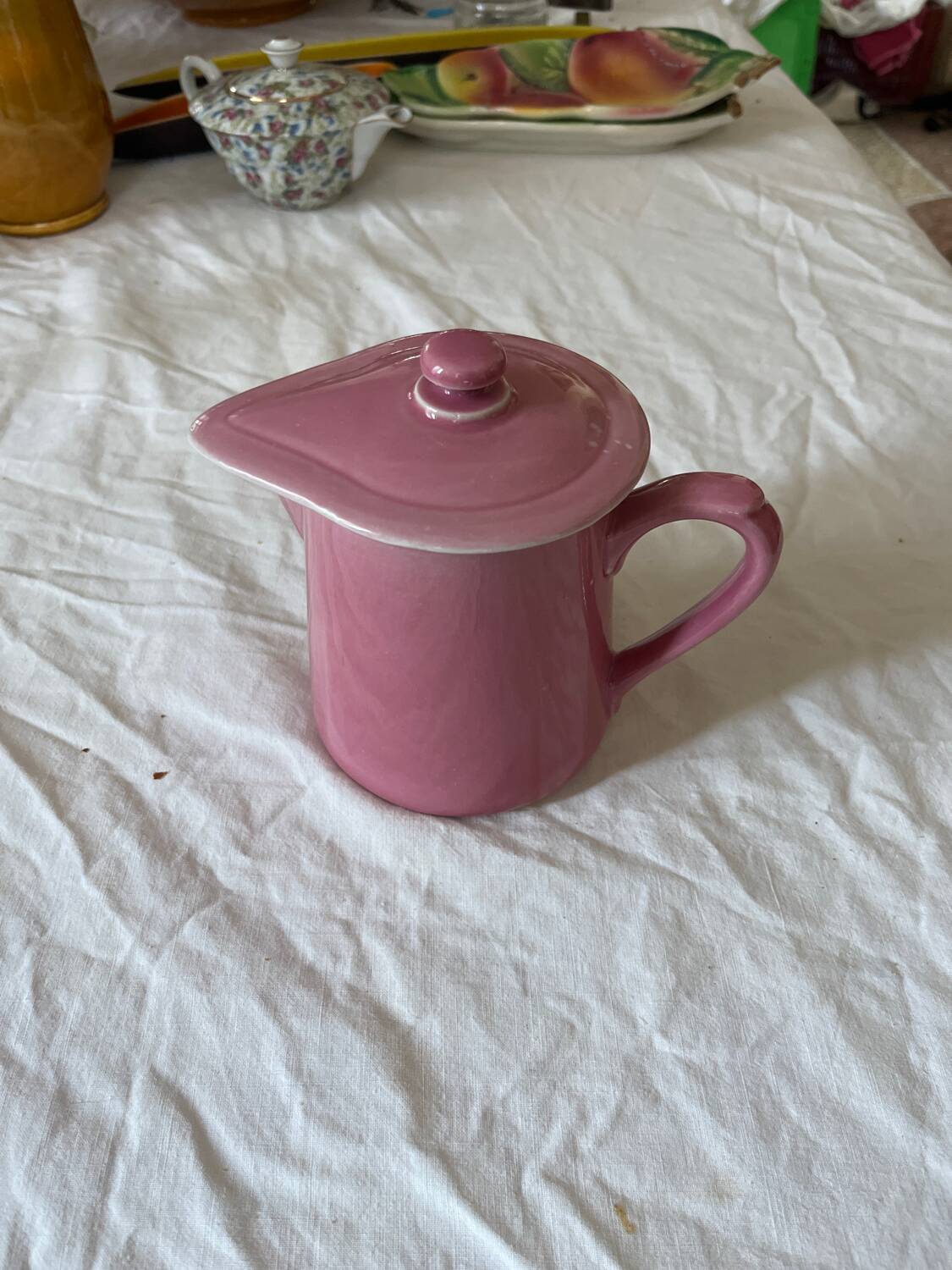 Pink ceramic teapot