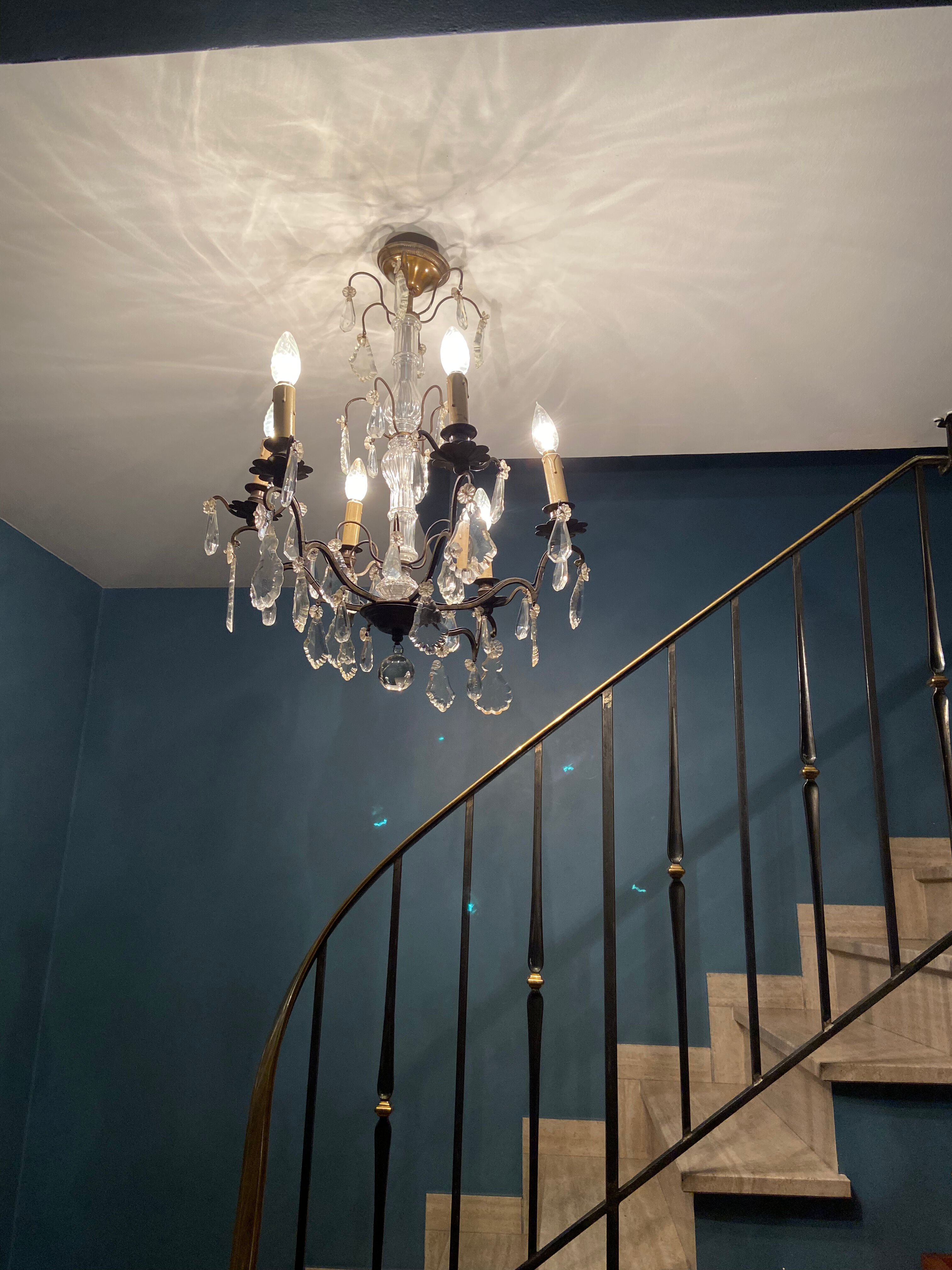 Grapevine chandelier NINETEENTH bronze and crystal