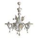 Murano Glass Chandelier in Milky and Gold with Flowers and Leaves