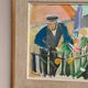 Swedish Original Oil on Canvas – "Figure Near a Flower Fence" by Carl Gunne – Signed – Vintage and Framed – 69.5 × 48 cm (27.4" × 18.9")