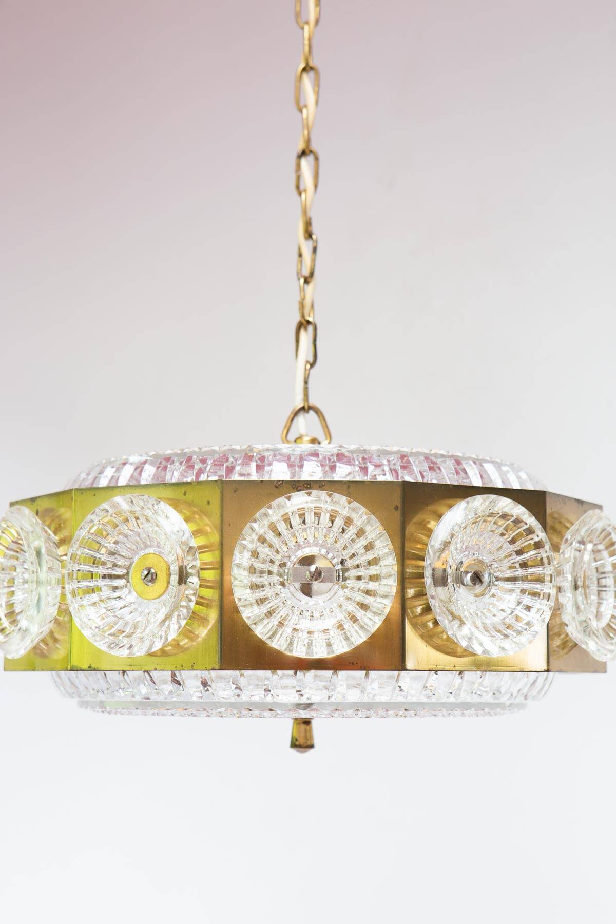 Swedish crystal pendant light attrib. Carl Fagerlund x Orrefors 1960s