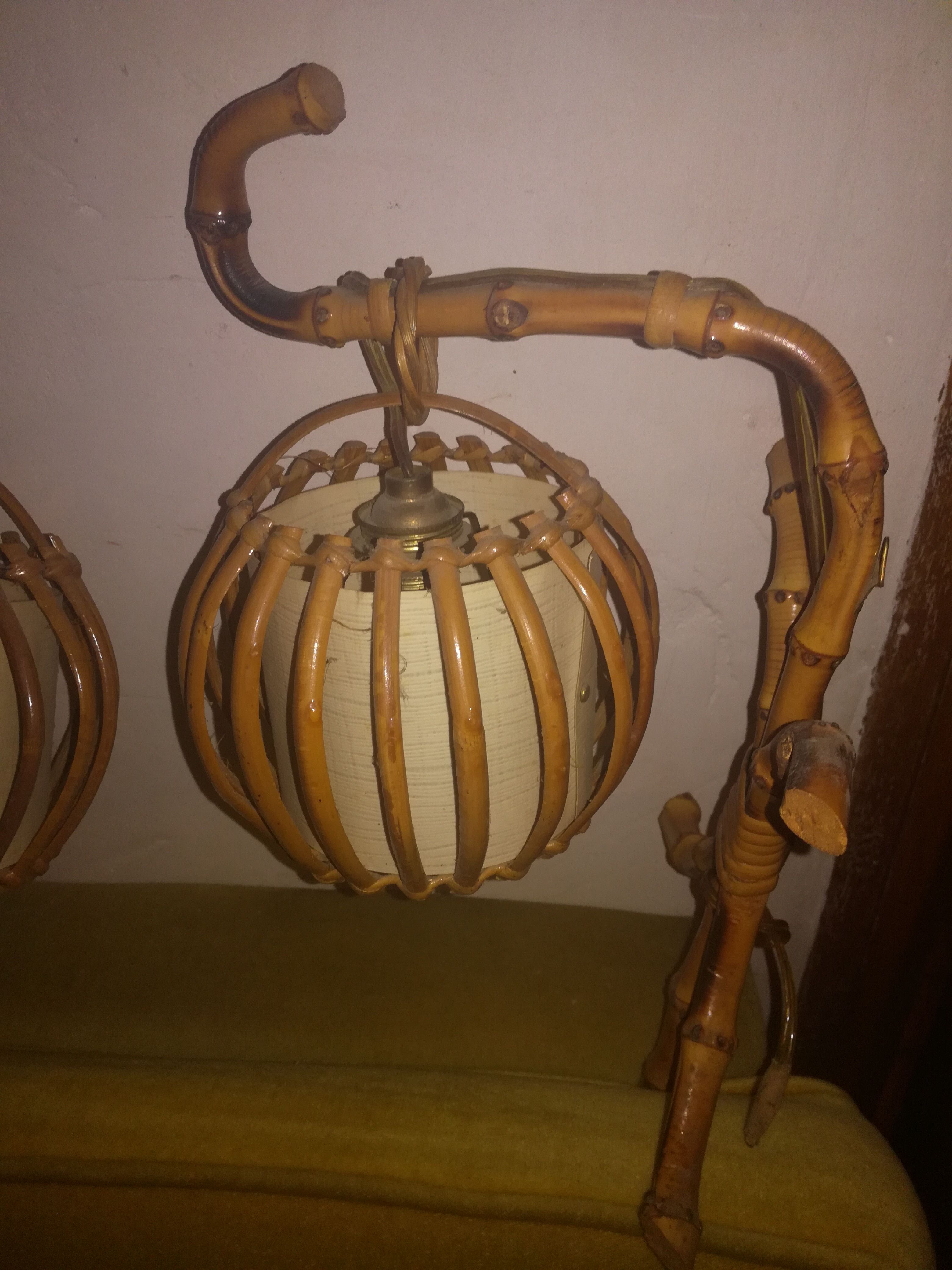 Two rattan wall lamps