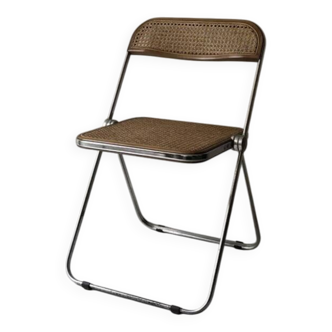 Plia folding chair in chrome and cane by Giancarlo Piretti design 1970
