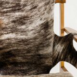 Vintage Swedish Carl-Axel Acking Wooden "Trienna" Armchair Cowhide, 1950s