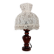 Table lamp with romantic wood and lace ambiance, retro chic