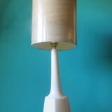 High white stone lamp, Danish design 1965 with a birch-style shade.