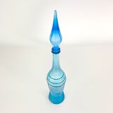 Blue bottle, Empoli glass, Italy, Mid-century