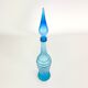 Bouteille bleue, verre d'Empoli, Italie, Mid-century